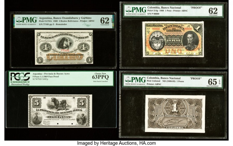 Argentina & Colombia Group Lot of 4 Examples Proofs (3)/Remainder PCGS Choice Ne...