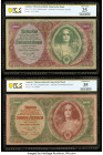 Austria Austrian Government 5000; 50,000 Kronen 2.1.1922 Pick 79; 80 Two Examples PCGS Banknote Very Fine 25; Choice VF 35. Germany Imperial Bank Note...