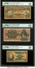Brazil Thesouro Nacional 1; 2; 5 Mil Reis ND (1917); (1918); 8.1.1923 Pick 5; 13; 113 Three Examples PMG Fine 12; Choice Fine 15 Net; Very Fine 20. Sp...