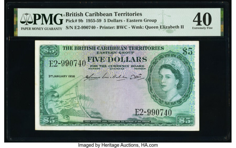 British Caribbean Territories Currency Board 5 Dollars 3.1.1956 Pick 9b PMG Extr...