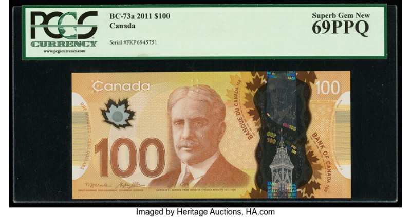 Canada Bank of Canada $100 2011 BC-73a PCGS Superb Gem New 69PPQ. 

HID098012420...
