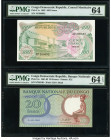 Congo Democratic Republic Conseil Monetaire de la Republique du Congo 100; 20 Francs 18.6.1963; 15.3.1962 Pick 1a; 4a Two Examples PMG Choice Uncircul...