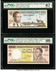 Congo Democratic Republic Banque Nationale du Congo 100 Francs; 1 Zaire = 100 Makuta 15.11.1961; 21.1.1970 Pick 6a; 12b Two Examples PMG Superb Gem Un...