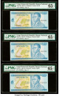 Congo Democratic Republic Banque Nationale du Congo 10 Makuta 2.1.1967 Pick 9a Three Consecutive Examples PMG Gem Uncirculated 65 EPQ (3). 

HID098012...