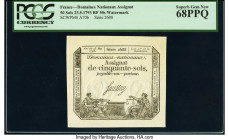 France Domaines Nationaux 50 Sols 23.5.1793 Pick A70b PCGS Superb Gem New 68PPQ. 

HID09801242017

© 2022 Heritage Auctions | All Rights Reserved