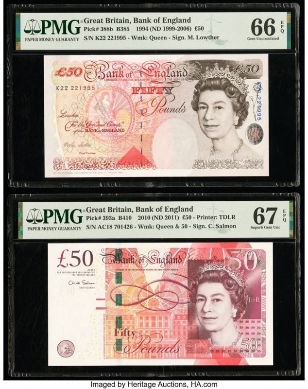 Great Britain Bank of England 50 Pounds 1994 (ND 1999-2011) Pick 388b; 393a Two ...