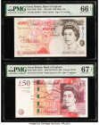 Great Britain Bank of England 50 Pounds 1994 (ND 1999-2011) Pick 388b; 393a Two Examples PMG Gem Uncirculated 66 EPQ; Superb Gem Unc 67 EPQ. 

HID0980...