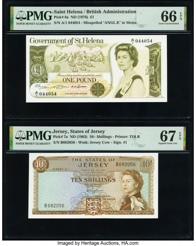 Jersey States of Jersey 10 Shillings ND (1963) Pick 7a PMG Superb Gem Unc 67 EPQ...