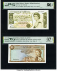 Jersey States of Jersey 10 Shillings ND (1963) Pick 7a PMG Superb Gem Unc 67 EPQ; Saint Helena Government of St. Helena 1 Pound ND (1976) Pick 6a PMG ...