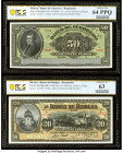 Mexico Banco de Guerrero 50 Pesos 1906-14 Pick S301d M364r1 Remainder PCGS Banknote Choice UNC 64 PPQ. Mexico Banco De Hidalgo 20 Pesos 1.9.1910 Pick ...
