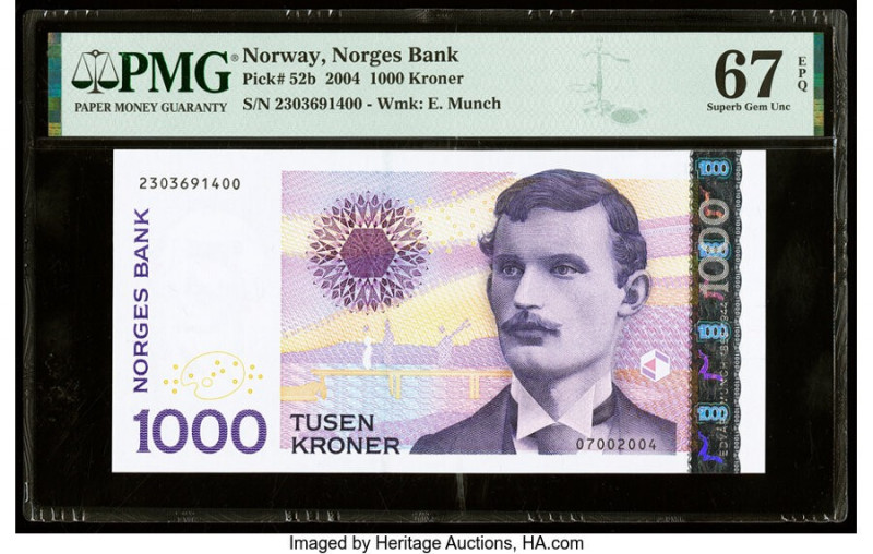 Norway Norges Bank 1000 Kroner 2004 Pick 52b PMG Superb Gem Unc 67 EPQ. 

HID098...