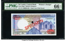 Sri Lanka Central Bank of Sri Lanka 50 Rupees 21.2.1989 Pick 98pd Printer's Design PMG Gem Uncirculated 66 EPQ. Red Specimen & TDLR overprints and one...
