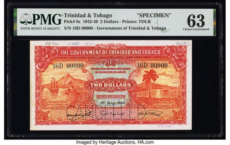 Trinidad & Tobago Government of Trinidad and Tobago 2 Dollars 1.5.1942 Pick 8s S...