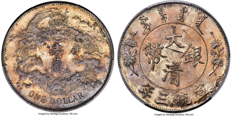 Hsüan-t'ung Dollar Year 3 (1911) MS64 PCGS, Tientsin mint, KM-Y31, L&M-37, Kann-...