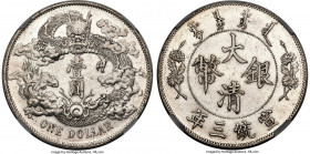 Hsüan-t'ung Dollar Year 3 (1911) MS62 NGC, Tientsin mint, KM-Y31, L&M-37, Kann-227, Chang-CH32. No period, extra flame variety. A type which benefits ...
