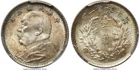 Republic Yuan Shih-kai 10 Cents Year 3 (1914) MS66 PCGS, Tientsin mint, KM-Y326, L&M-66, Kann-659, WS-0177-1. Strikingly crisp and hardly imaginable m...