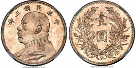 Republic Yuan Shih-kai Dollar Year 3 (1914) MS65 S NGC, KM-Y329, L&M-63, Kann-645, WS-174-1. Yuan not connected variety. An absolutely gorgeous coin t...