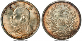 Republic Yuan Shih-kai Dollar Year 3 (1914)-O MS65 PCGS, KM-Y329.4, L&M-63C, Kann-648, WS-0174-2. Yuan connected (Triangle Yuan) variety, with tiny ci...