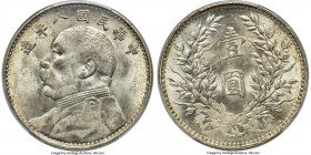 Republic Yuan Shih-kai Dollar Year 8 (1919) MS64 PCGS, KM-Y329.6, L&M-76, Kann-665, WS-0180-4. Zao not connected (missing bar) variety. An uncommon va...