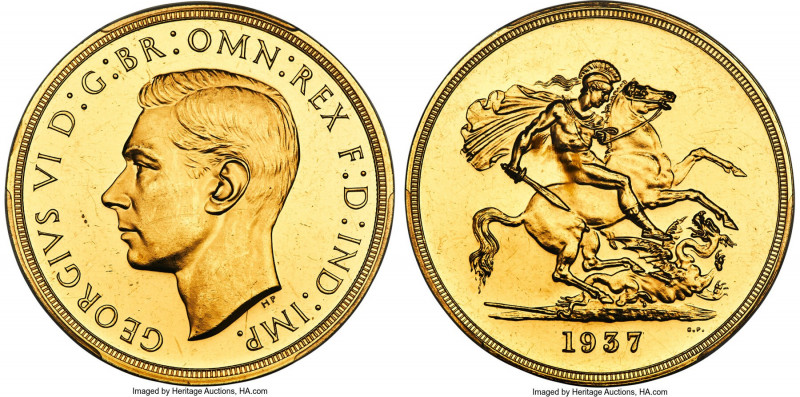 George VI gold Proof 5 Pounds 1937 PR62 PCGS, KM861, Fr-409, S-4074, W&R-435. Mi...