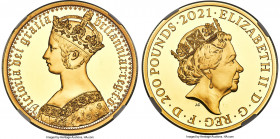 Elizabeth II gold Proof "Gothic Crown Portrait" 200 Pounds (2 oz) 2021 PR70 Ultra Cameo NGC, KM-Unl., S-GE23. Limited Edition Presentation Mintage: 35...