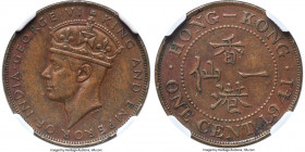 British Colony. George VI Cent 1941 AU Details (Environmental Damage) NGC, London mint, KM24, Prid-192, Mars-C7. One of the key rarities of the Hong K...