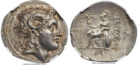 THRACIAN KINGDOM. Lysimachus (305-281 BC). AR tetradrachm (33mm, 16.92 gm, 12h). NGC Choice AU S 4/5 - 4/5, Fine Style, die shift. Uncertain (Bithynia...