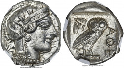 ATTICA. Athens. Ca. 440-404 BC. AR tetradrachm (25mm, 17.21 gm, 1h). NGC MS 5/5 - 4/5. Mid-mass coinage issue. Head of Athena right, wearing earring, ...