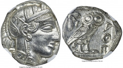ATTICA. Athens. Ca. 440-404 BC. AR tetradrachm (24mm, 17.19 gm, 9h). NGC MS 5/5 - 4/5. Mid-mass coinage issue. Head of Athena right, wearing earring, ...
