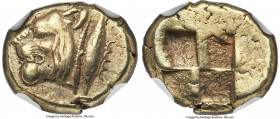 MYSIA. Cyzicus. Ca. 550-450 BC. EL sixth-stater or hecte (11mm, 2.67 gm). NGC Choice XF 5/5 - 5/5. Head of snarling lioness left, wearing beaded colla...