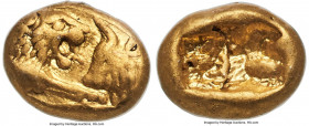 LYDIAN KINGDOM. Croesus (561-546 BC). AV sixth-stater or hecte (9mm, 1.33 gm). NGC Choice VF 5/5 - 5/5. Sardes, "light" standard, ca. 550-546 BC. Conf...