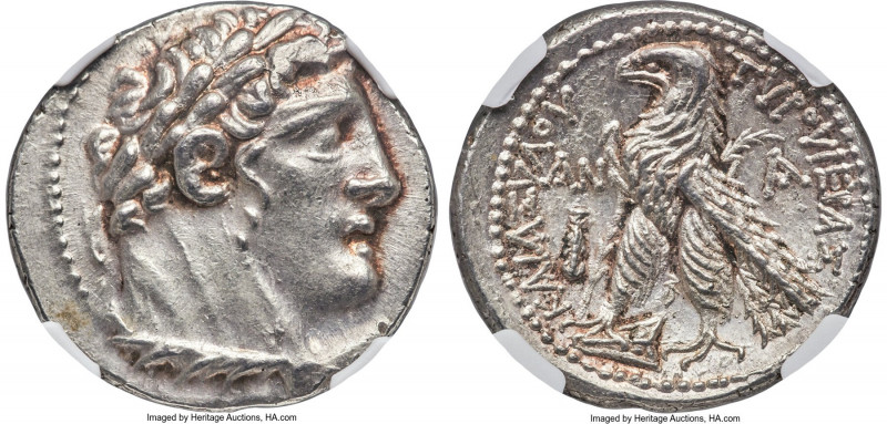PHOENICIA. Tyre. Ca. 126/5 BC-AD 65/6. AR shekel (29mm, 14.38 gm, 1h). NGC MS S ...