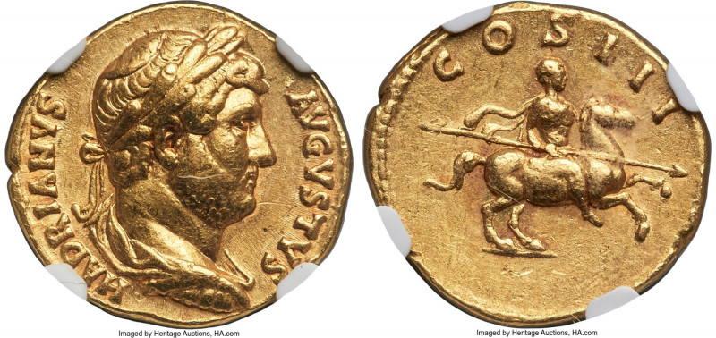 Hadrian (AD 117-138). AV aureus (19mm, 6.94 gm, 5h). NGC Choice VF 5/5 - 4/5, li...