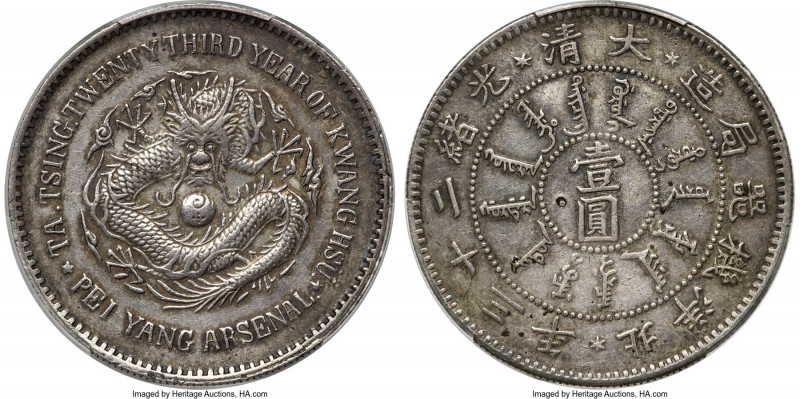 Chihli. Kuang-hsü Dollar Year 23 (1897) AU Details (Chop Mark) PCGS, Pei Yang Ar...