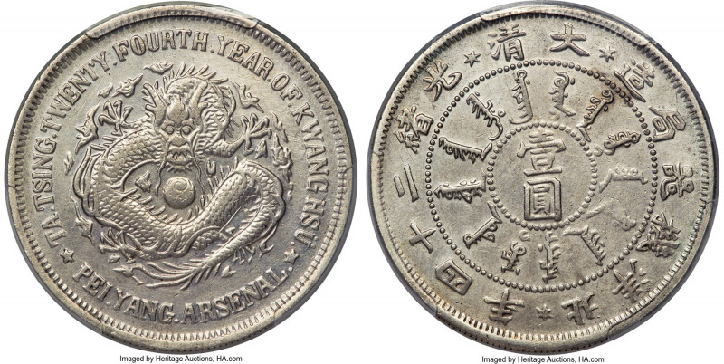 Chihli. Kuang-hsü Dollar Year 24 (1898) AU Details (Repaired) PCGS, Pei Yang Ars...