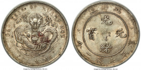 Chihli. Kuang-hsü Dollar Year 34 (1908) AU55 PCGS, Pei Yang Arsenal mint, KM-Y73.2, L&M-465. Cloud connected variety. Showing an earthen patina over t...