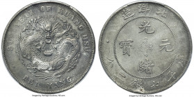 Chihli. Kuang-hsü Dollar Year 34 (1908) AU Details (Cleaned) PCGS, Pei Yang Arsenal mint, KM-Y73.2, L&M-465. Long spine on tail, cloud connected varie...