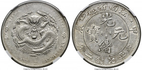 Kiangnan. Kuang-hsü Dollar CD 1904 AU55 NGC, Nanking mint, KM-Y145a.12, L&M-257, Kann-99. Variety with HAH and CH and fewer spines on dragon. Providin...