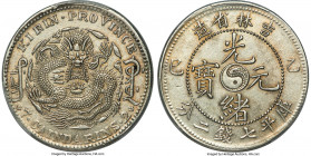 Kirin. Kuang-hsü Dollar CD 1905 AU Details (Cleaned) PCGS, Kirin mint, KM-Y183a.2, L&M-557. A wholly attractive piece, displaying deeply engraved moti...