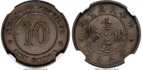 Kwangsi. Republic bronze Pattern 10 Cents Year 10 (1921) MS63 Brown NGC, KM-Pn3, L&M-168A, WS-0980. A scarce off-metal pattern of the silver 10 Cents ...