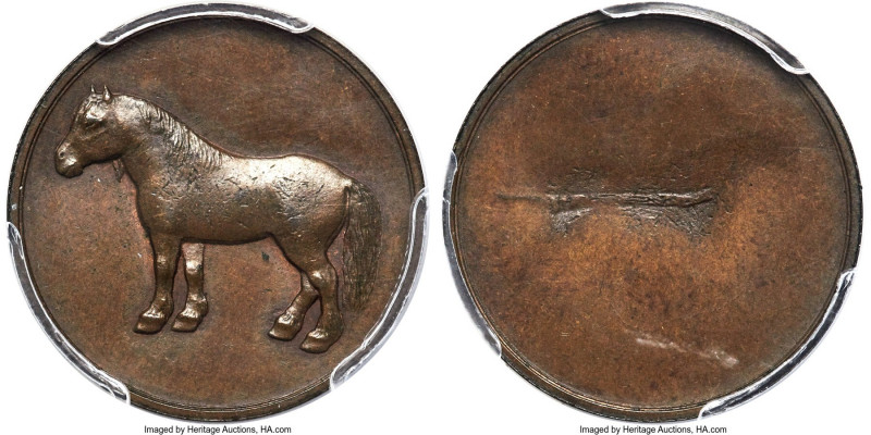 Szechuan. Republic copper Uniface "Horse" 5 Cash Token ND (c. 1918) MS62 Brown P...