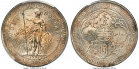 Edward VII Trade Dollar 1908-B MS64 PCGS, Bombay mint, KM-T5, Prid-18. A Choice Mint State Trade Dollar occupied by a golden-peach tone and enlivened ...