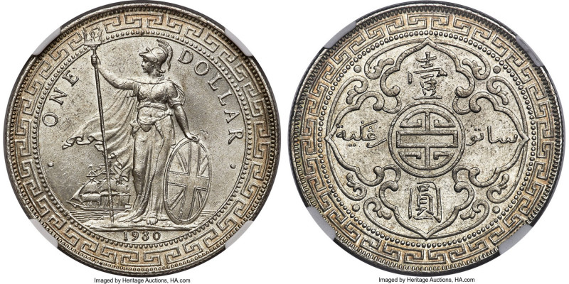 George V Trade Dollar 1930-B MS65+ NGC, Bombay mint, KM-T5, Prid-27. A semi-glos...