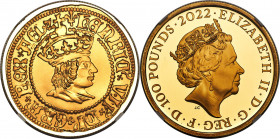 Elizabeth II gold Proof "King Henry VII" 100 Pounds (1 oz) 2022 PR70 Ultra Cameo NGC, KM-Unl., S-Unl. Graded Presentation Mintage: 500. British Monarc...