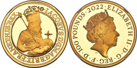 Elizabeth II gold Proof "King James I" 100 Pounds (1 oz) 2022 PR70 Ultra Cameo, KM-Unl., S-Unl. Graded Presentation Mintage: 500. British Monarchs ser...