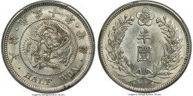 Kuang Mu 1/2 Won Year 10 (1906) MS63 PCGS, KM1129. Fully choice, displaying satiny fields and radiating cartwheel luster. 

HID09801242017

© 2022...