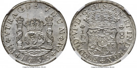 Ferdinand VI 8 Reales 1755 LM-JD MS62 NGC, Lima mint, KM55.1, Cal-459. Presenting deeply engraved and detailed motifs, free from the usual striking we...