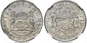Ferdinand VI 8 Reales 1755 LM-JD MS61 NGC, Lima mint, KM55.1, Cal-459. A frosty white piece, bearing deeply engraved devices and underlying luster. 
...
