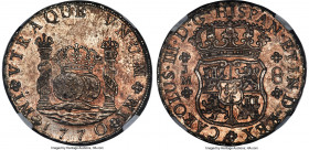 Charles III 8 Reales 1770 LM-JM MS61 NGC, Lima mint, KM64.3, Cal-1031. One dot variety. A razor-sharp piece, showing deeply struck motifs, dressed in ...
