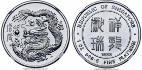 Republic platinum Proof "Year of the Dragon" 1 Ounce Medal 1988-SM PR69 Cameo NGC, Shanghai mint, KM-X44. Mintage: 1,500. Lunar Series. A seldom-seen ...